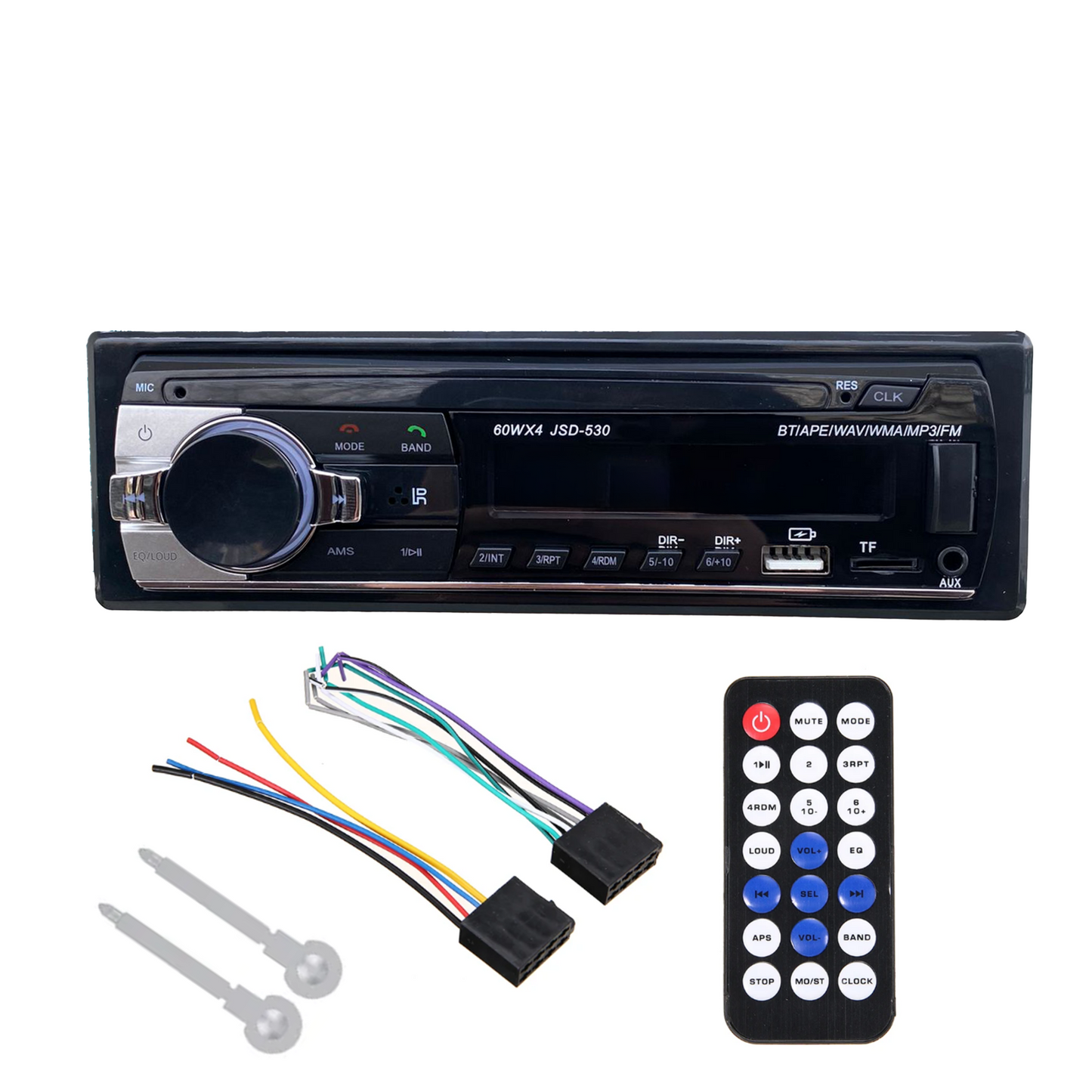 MP3 Player auto 1DIN universal WMA 4x60W MOSFET, radio, bluetooth, USB, SD, AUX, fast charge - AD-BGP520P