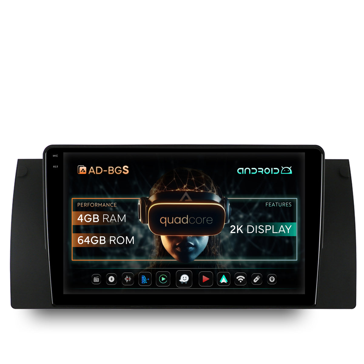 Navigatie 2K BMW E39/E53/E38, Android, S-Quadcore / 4GB RAM + 64GB ROM, 9.5 Inch - AD-BGS90042K+AD-BGRKIT396