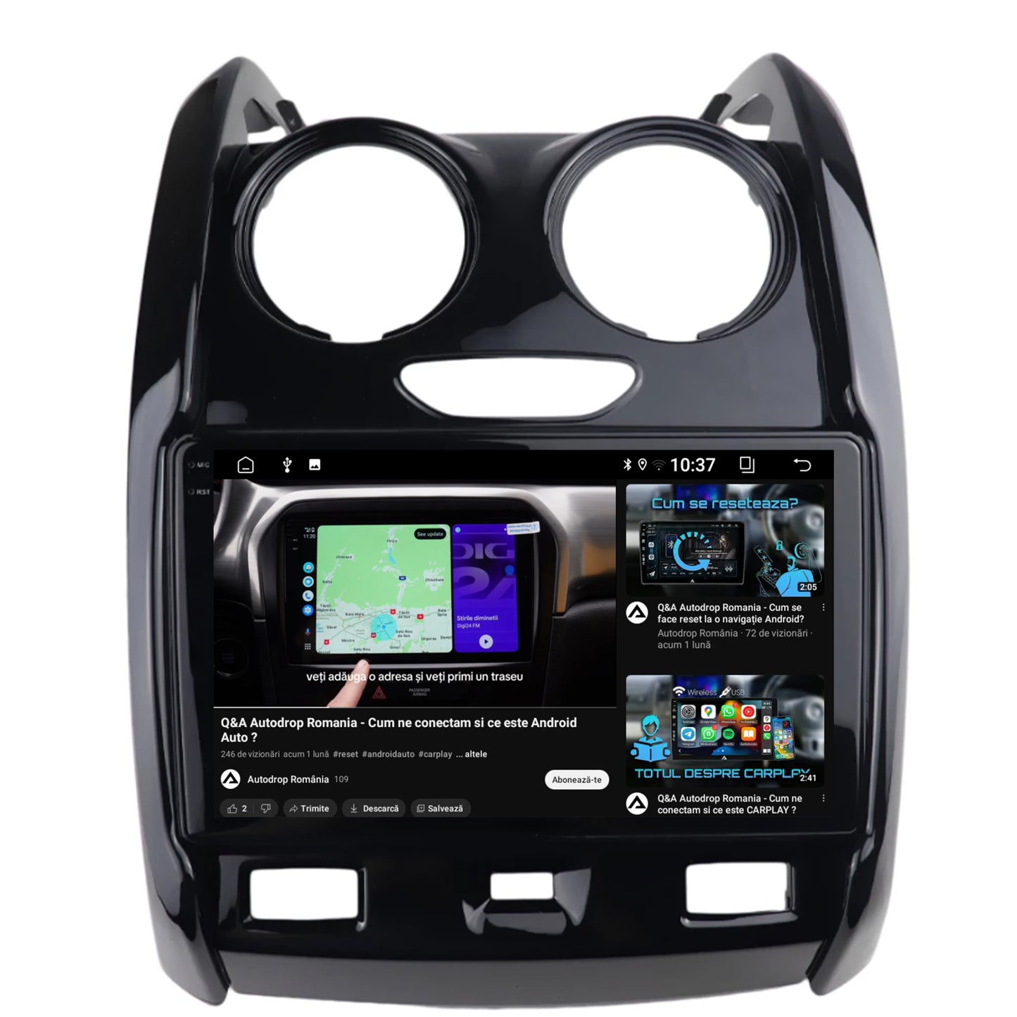 Navigatie 2K Dacia Duster (2012-2021), Android, S-Quadcore / 4GB RAM + 64GB ROM, 9.5 Inch - AD-BGS90042K+AD-BGRKIT366V2