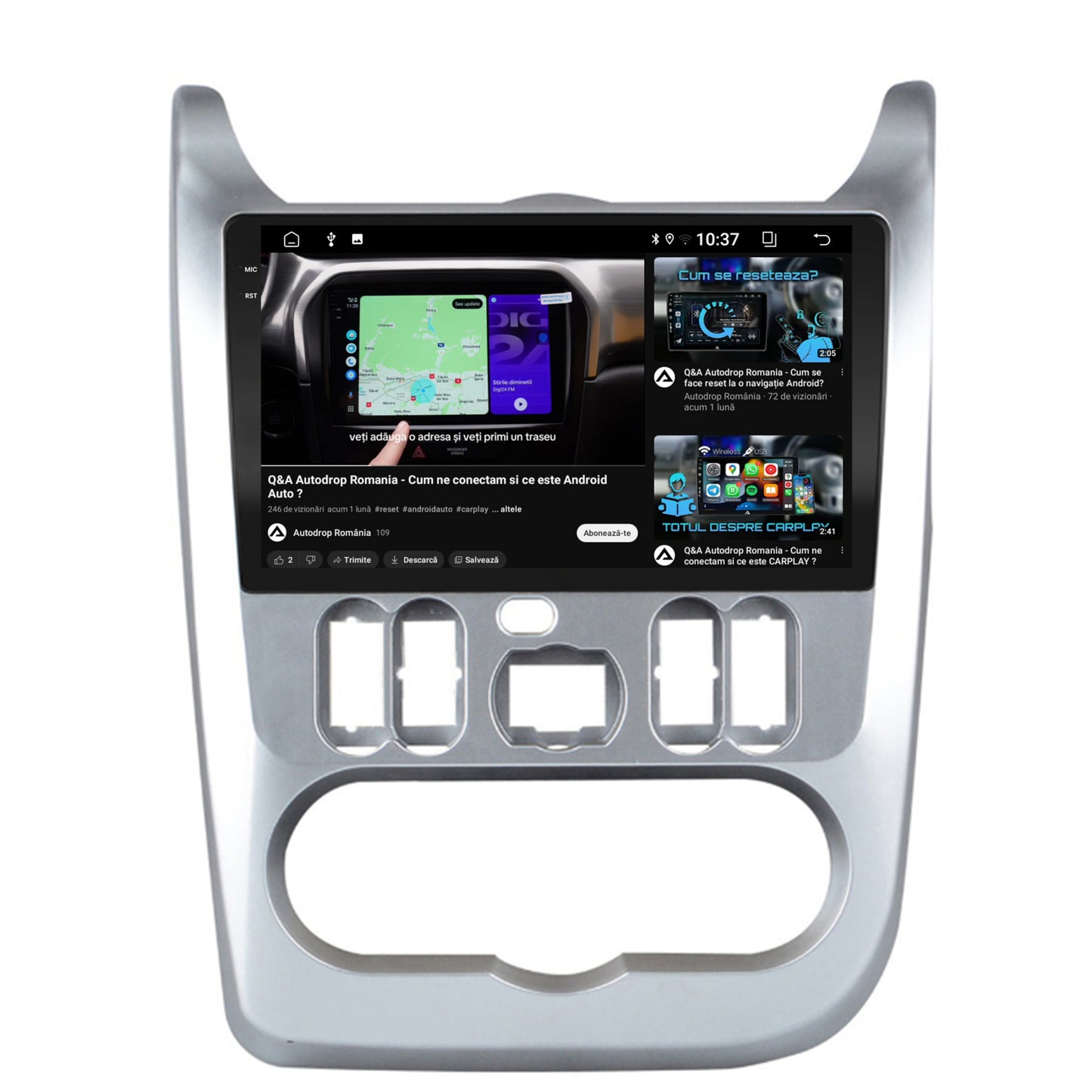 Navigatie 2K Dacia Logan / Duster / Sandero (2009-2013), Android, S-Quadcore / 4GB RAM + 64GB ROM, 9.5 Inch - AD-BGS90042K+AD-BGRKIT367