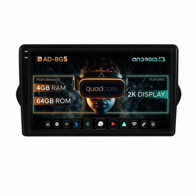 Navigatie 2K Fiat Tipo (2015-2021), Android, S-Quadcore / 4GB RAM + 64GB ROM, 9.5 Inch - AD-BGS90042K+AD-BGRKIT360