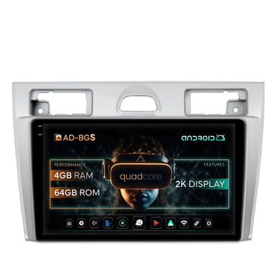 Navigatie 2K Ford Fiesta (2002-2008), Android, S-Quadcore / 4GB RAM + 64GB ROM, 9.5 Inch - AD-BGS90042K+AD-BGRKIT143