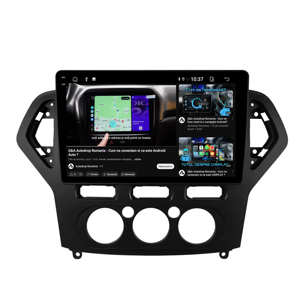 Navigatie 2K Ford Mondeo (2007-2010) Clima Manuala, Android, S-Quadcore / 4GB RAM + 64GB ROM, 10.36 Inch - AD-BGS100042K+AD-BGRKIT126