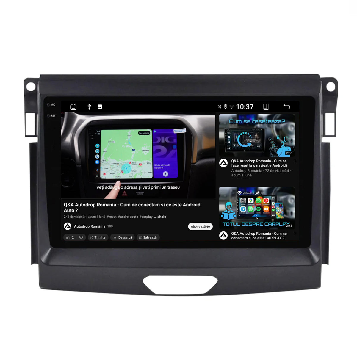 Navigatie 2K Ford Ranger (2015-2020), Android, S-Quadcore / 4GB RAM + 64GB ROM, 9.5 Inch - AD-BGS90042K+AD-BGRKIT120