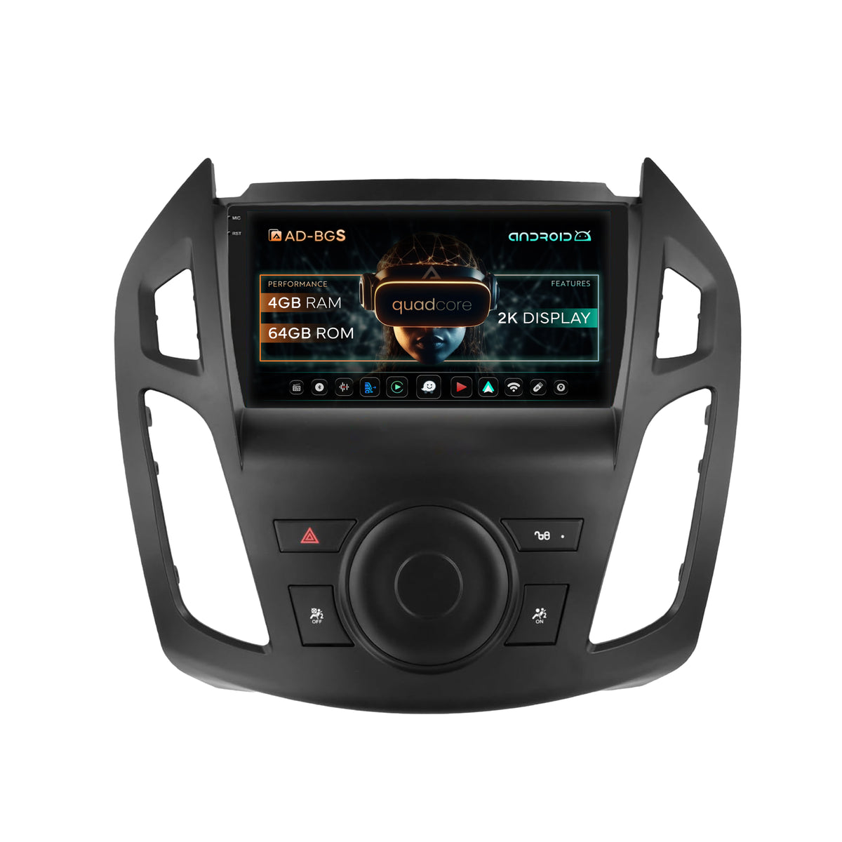 Navigatie 2K Ford Transit (2015-2021), Android, S-Quadcore / 4GB RAM + 64GB ROM, 9.5 Inch - AD-BGS90042K+AD-BGRKIT111