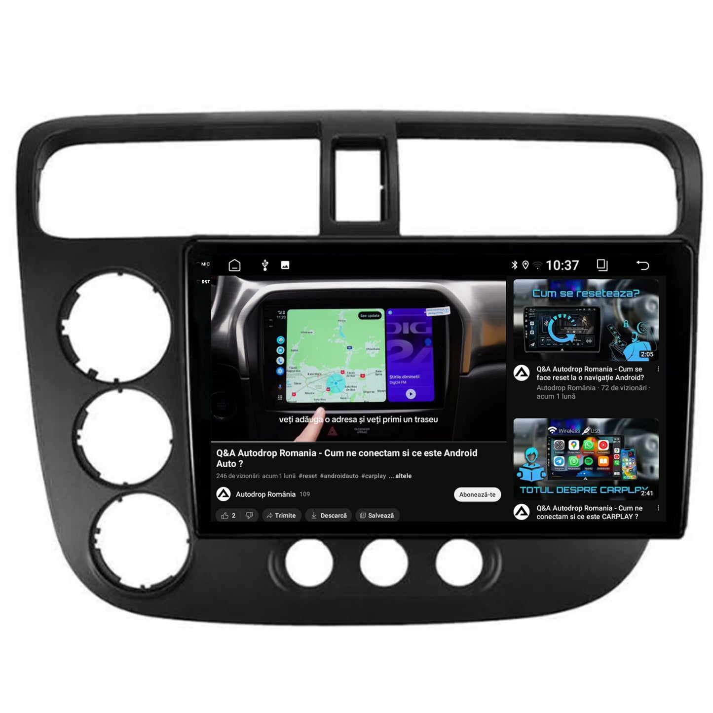 Navigatie 2K Honda Civic (1998-2005), Android, S-Quadcore / 4GB RAM + 64GB ROM, 9.5 Inch - AD-BGS90042K+AD-BGRKIT018