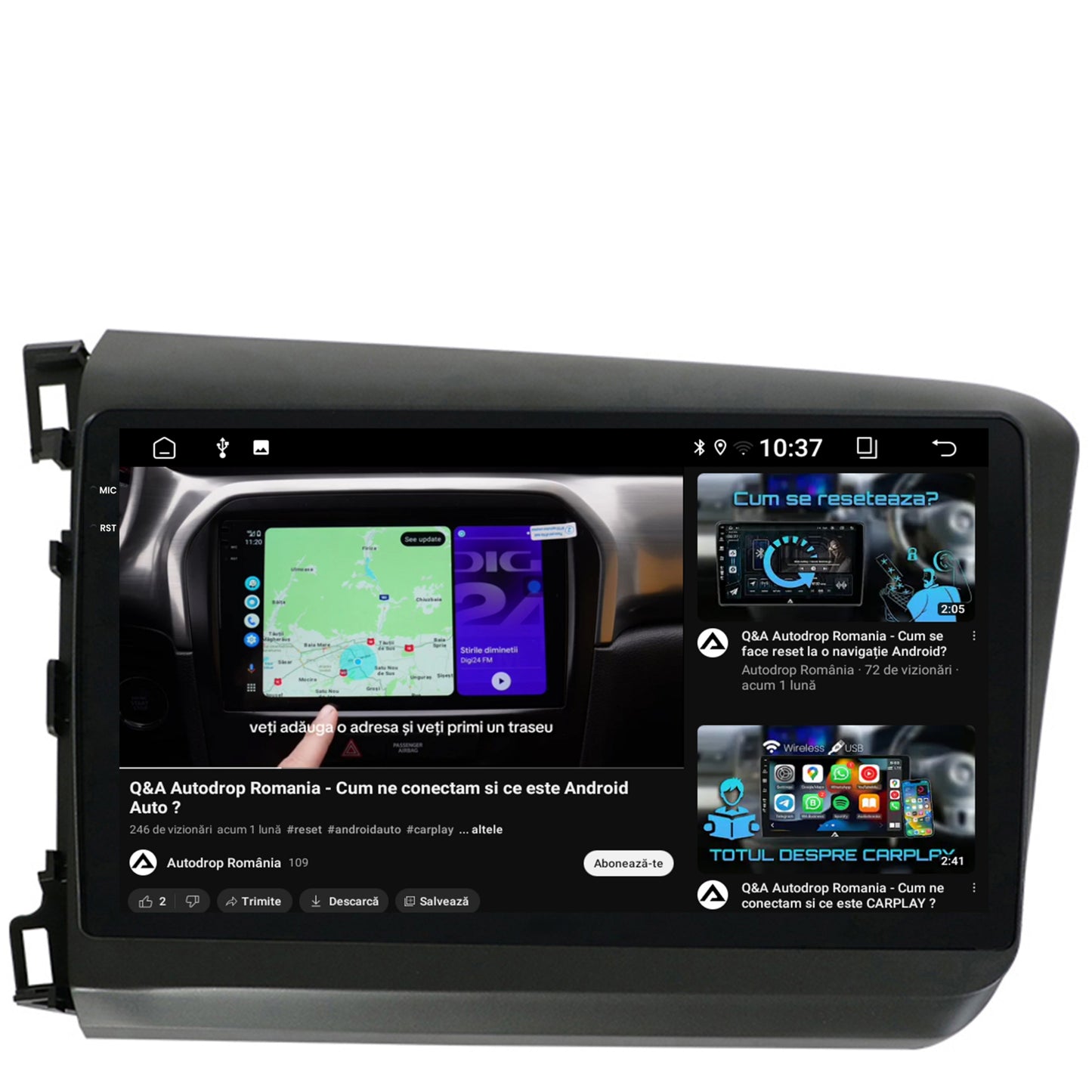 Navigatie 2K Honda Civic (2012-2015), Android, S-Quadcore / 4GB RAM + 64GB ROM, 9.5 Inch - AD-BGS90042K+AD-BGRKIT007