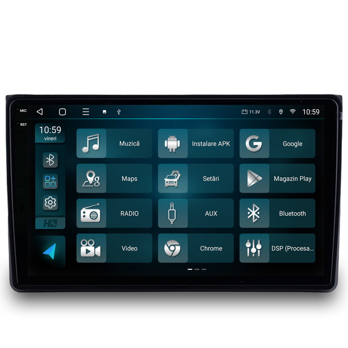 Navigatie 2K HUB64 Audi A4(B6/B7) / SEAT EXEO, 8GB RAM, Android, Octacore, Slot Sim 4G, DSP, GPS, Wi-FI, Carplay, Android Auto, USB, Bluetooth, Waze, Touchscreen, 9.5 Inch