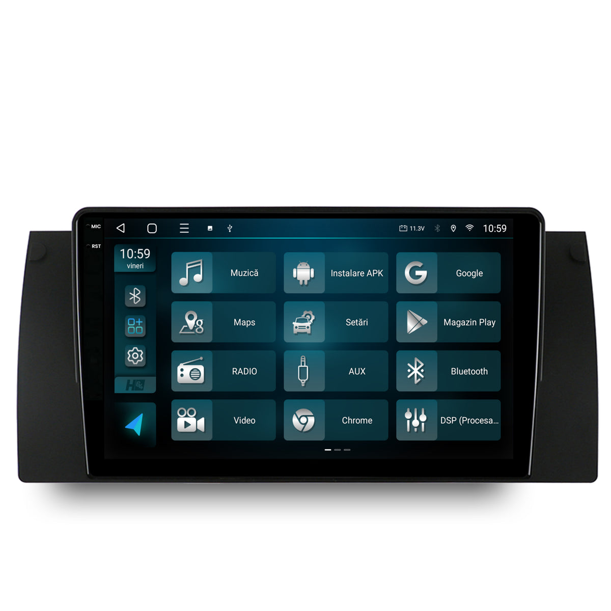 Navigatie 2K HUB64 BMW E39/E53/E38, 8GB RAM, Android, Octacore, Slot Sim 4G, DSP, GPS, Wi-FI, Carplay, Android Auto, USB, Bluetooth, Waze, Touchscreen, 9.5 Inch