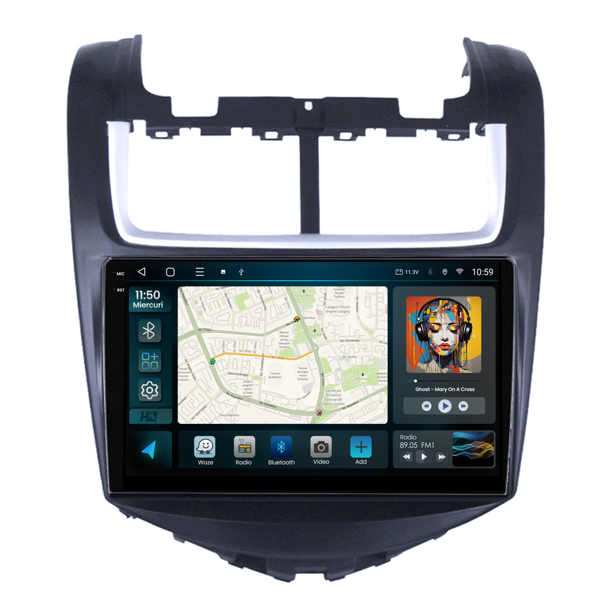 Navigatie 2K HUB64 Chevrolet Aveo (2014-2017), 8GB RAM, Android, Octacore, Slot Sim 4G, DSP, GPS, Wi-FI, Carplay, Android Auto, USB, Bluetooth, Waze, Touchscreen, 9.5 Inch