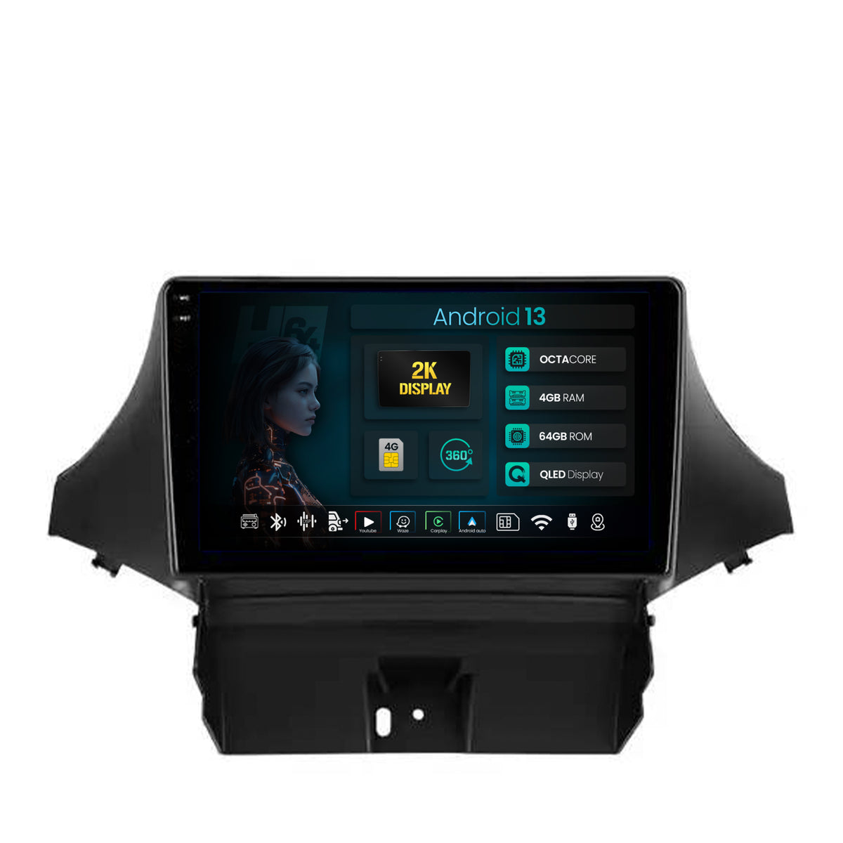 Navigatie 2K HUB64 Chevrolet Orlando (2009-2017), 4GB RAM, Android, Octacore, Slot Sim 4G, DSP, GPS, Wi-FI, Carplay, Android Auto, USB, Bluetooth, Waze, Touchscreen, 9.5 Inch