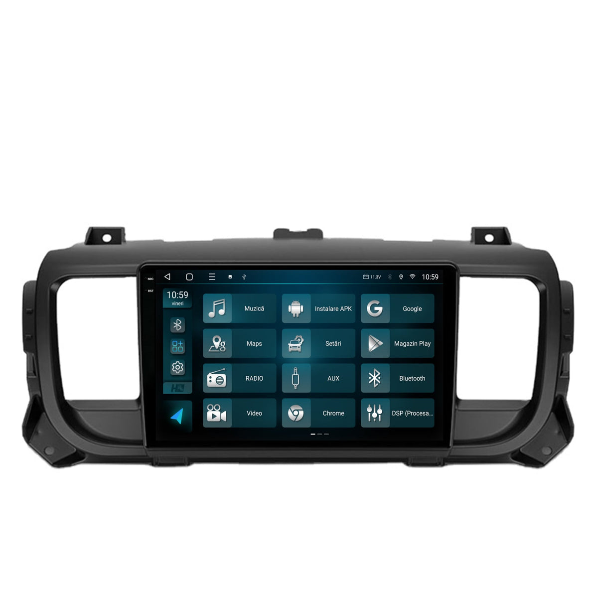 Navigatie 2K HUB64 Citroen Jumpy / Peugeot Expert (2017-2021), 4GB RAM, Android, Octacore, Slot Sim 4G, DSP, GPS, Wi-FI, Carplay, Android Auto, USB, Bluetooth, Waze, Touchscreen, 9.5 Inch