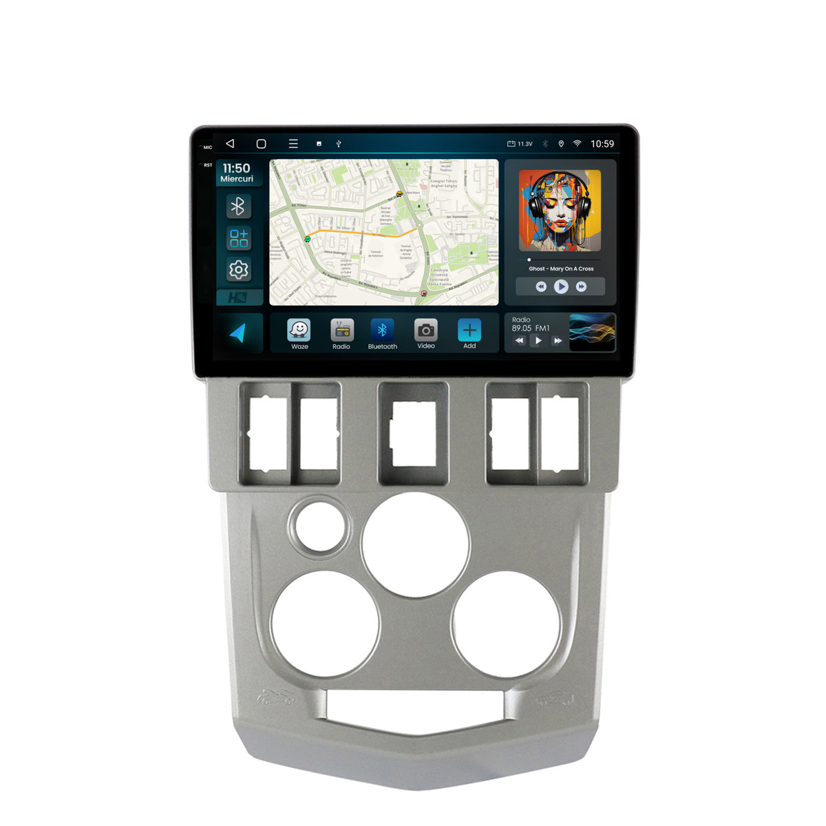 Navigatie 2K HUB64 Dacia Logan PH1 (2004-2009), 8GB RAM, Android, Octacore, Slot Sim 4G, DSP, GPS, Wi-FI, Carplay, Android Auto, USB, Bluetooth, Waze, Touchscreen, 9.5 Inch