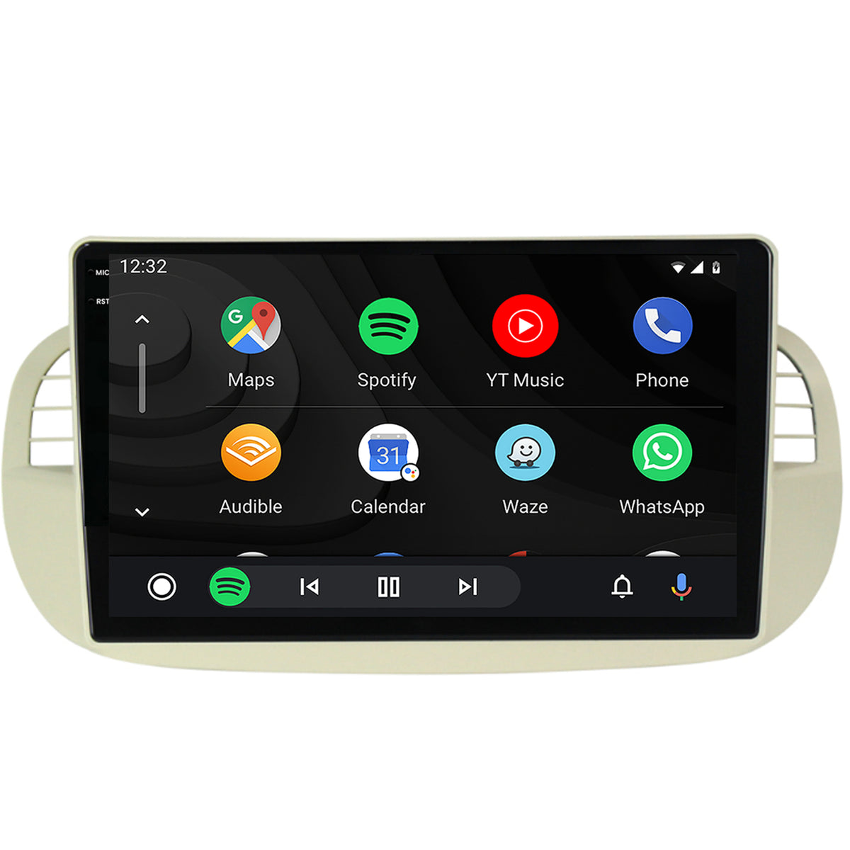 Navigatie 2K HUB64 Fiat 500 (2007-2014), 4GB RAM, Android, Octacore, Slot Sim 4G, DSP, GPS, Wi-FI, Carplay, Android Auto, USB, Bluetooth, Waze, Touchscreen, 9.5 Inch