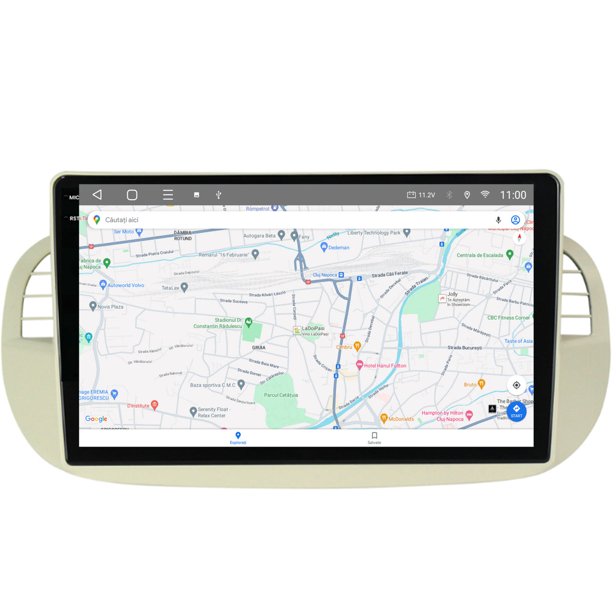 Navigatie 2K HUB64 Fiat 500 (2007-2014), 4GB RAM, Android, Octacore, Slot Sim 4G, DSP, GPS, Wi-FI, Carplay, Android Auto, USB, Bluetooth, Waze, Touchscreen, 9.5 Inch
