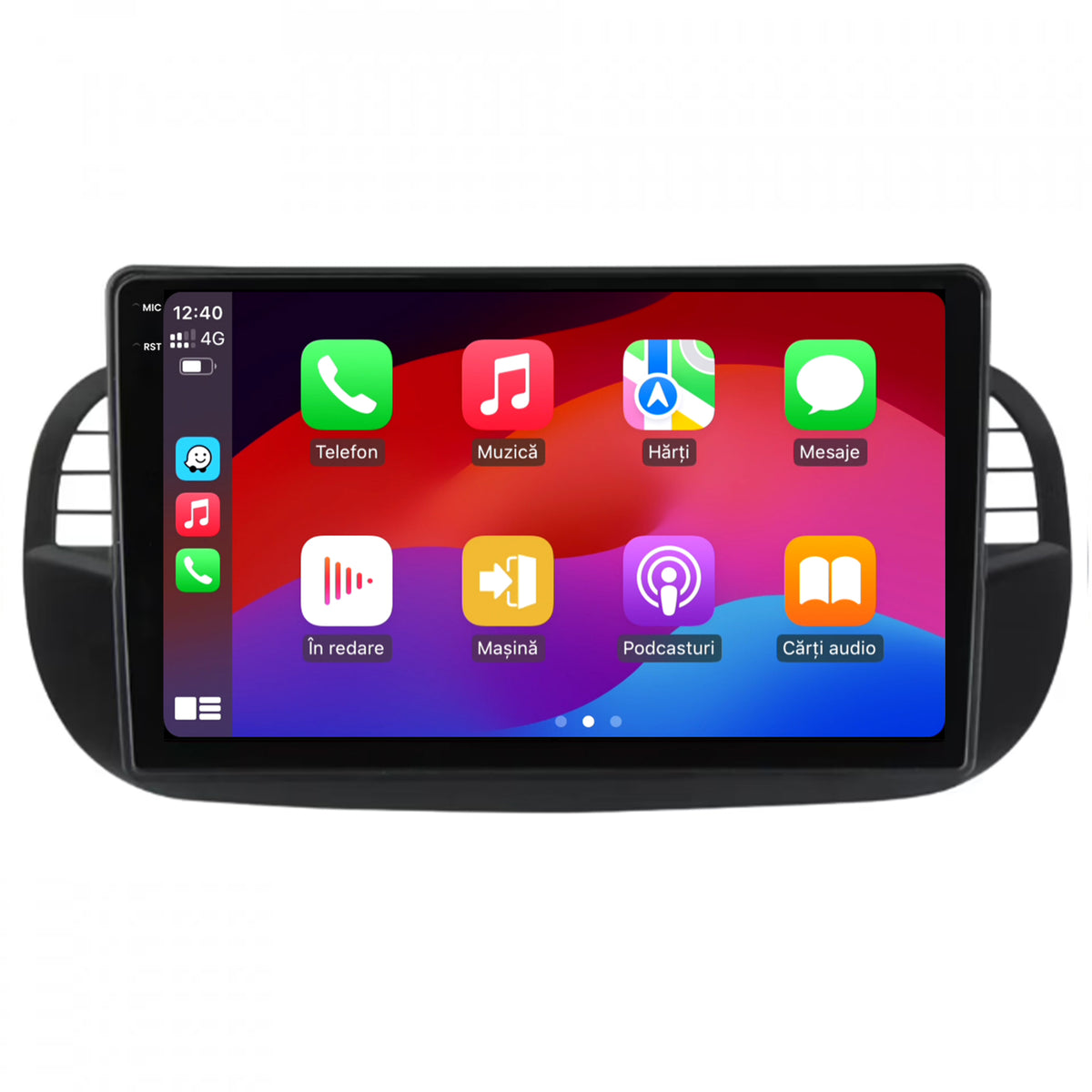 Navigatie 2K HUB64 Fiat 500 (2007-2014), 4GB RAM, Android, Octacore, Slot Sim 4G, DSP, GPS, Wi-FI, Carplay, Android Auto, USB, Bluetooth, Waze, Touchscreen, 9.5 Inch