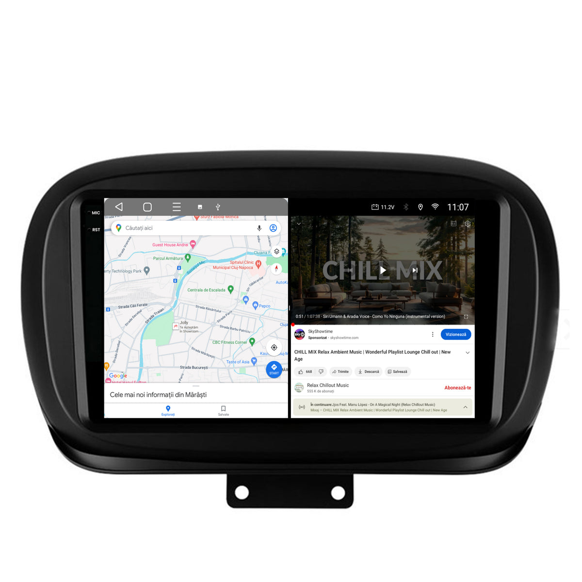 Navigatie 2K HUB64 Fiat 500X (2014-2020), 4GB RAM, Android, Octacore, Slot Sim 4G, DSP, GPS, Wi-FI, Carplay, Android Auto, USB, Bluetooth, Waze, Touchscreen, 9.5 Inch