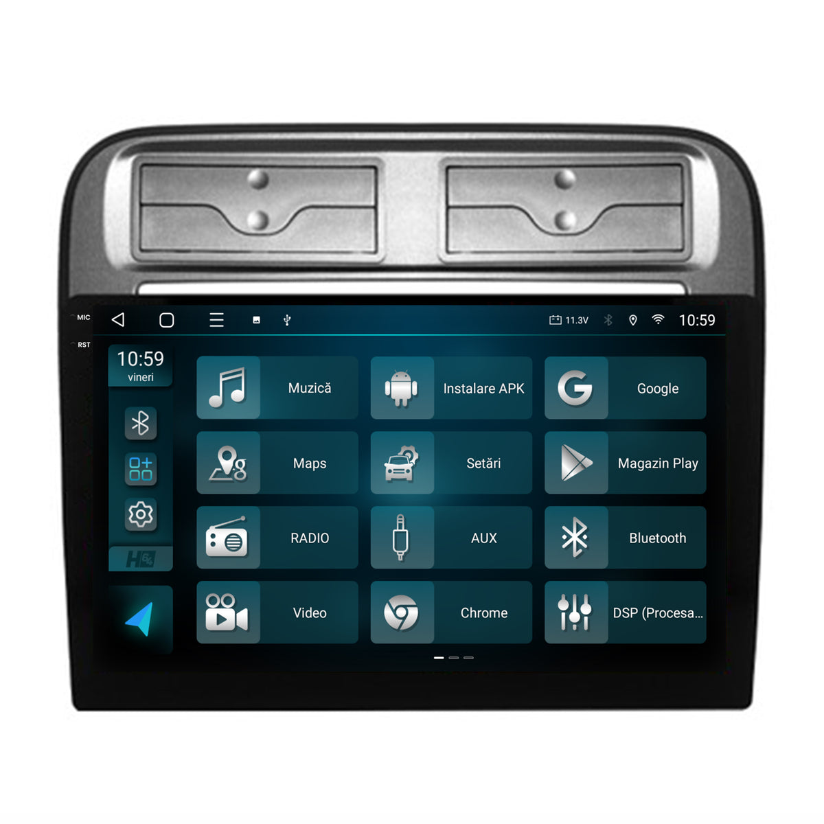 Navigatie 2K HUB64 Fiat Punto / Linea (2007-2014), 4GB RAM, Android, Octacore, Slot Sim 4G, DSP, GPS, Wi-FI, Carplay, Android Auto, USB, Bluetooth, Waze, Touchscreen, 9.5 Inch