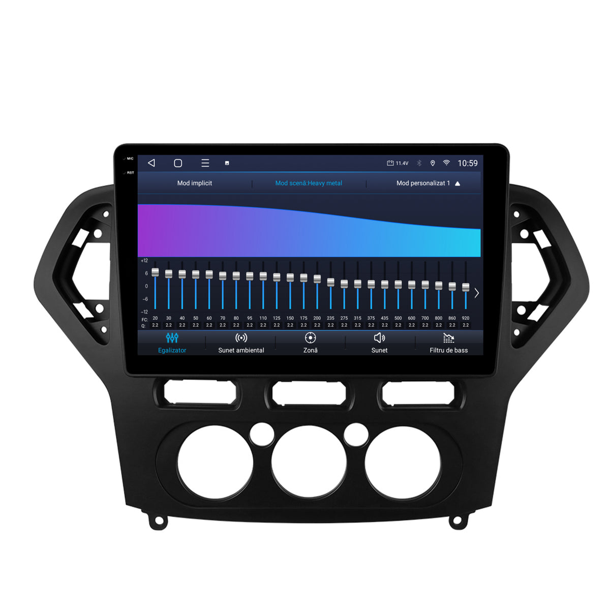 Navigatie 2K HUB64 Ford Mondeo (2007-2010) Clima Manuala, 8GB RAM, Android, Octacore, Slot Sim 4G, DSP, GPS, Wi-FI, Carplay, Android Auto, USB, Bluetooth, Waze, Touchscreen, 9.5 Inch