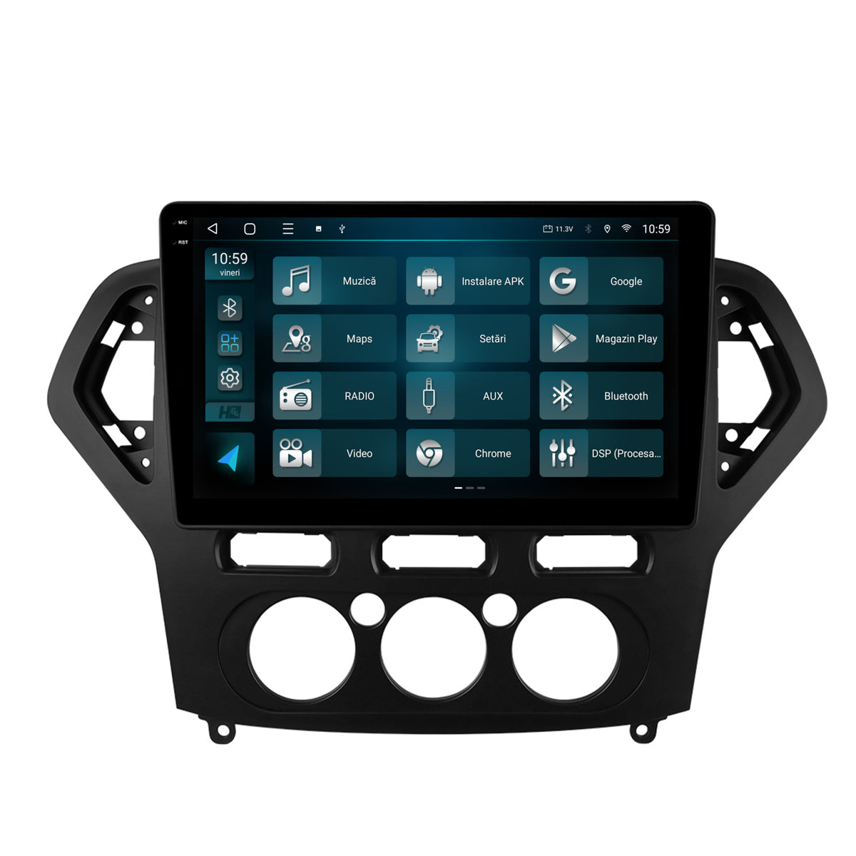 Navigatie 2K HUB64 Ford Mondeo (2007-2010) Clima Manuala, 8GB RAM, Android, Octacore, Slot Sim 4G, DSP, GPS, Wi-FI, Carplay, Android Auto, USB, Bluetooth, Waze, Touchscreen, 9.5 Inch
