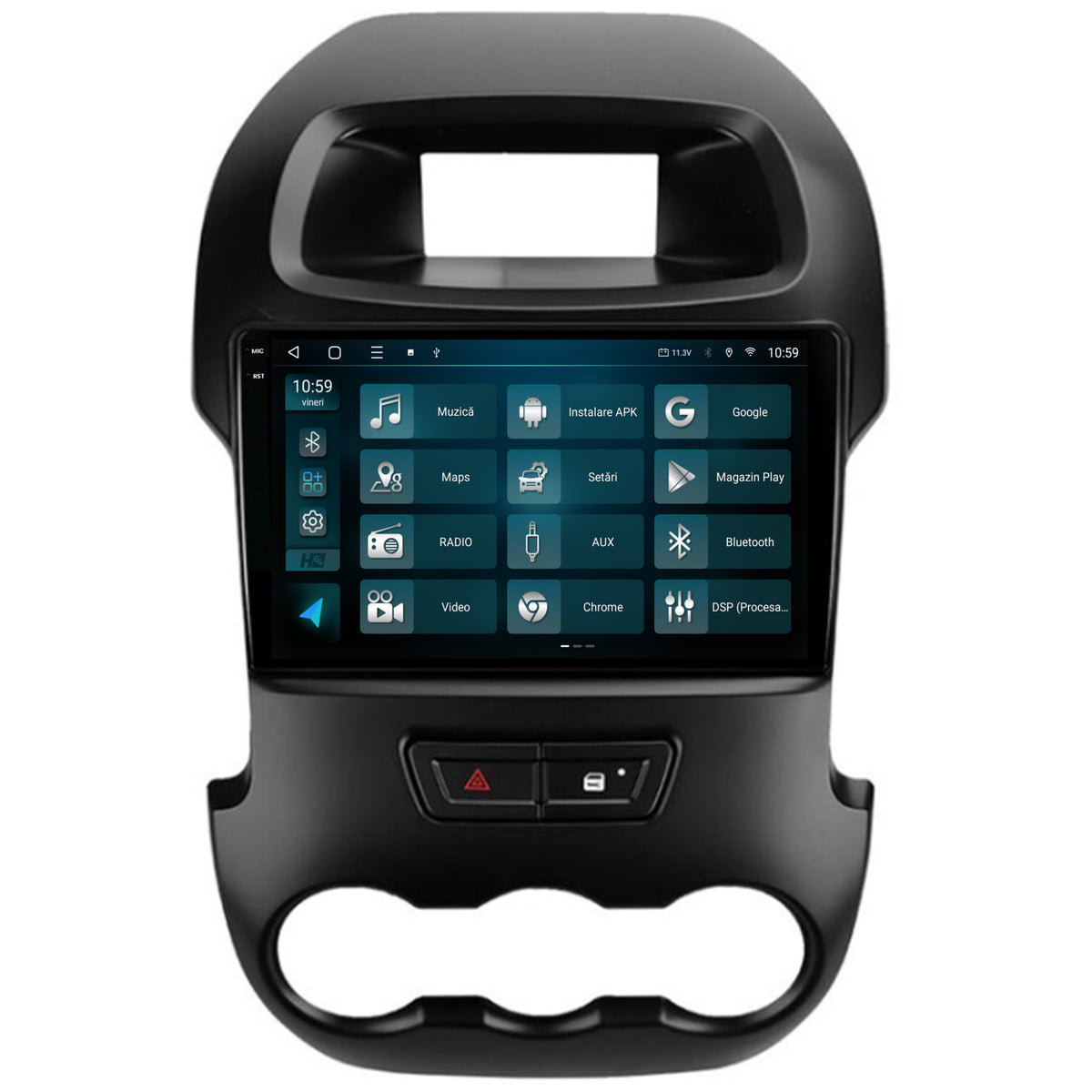 Navigatie 2K HUB64 Ford Ranger (2011-2015), 4GB RAM, Android, Octacore, Slot Sim 4G, DSP, GPS, Wi-FI, Carplay, Android Auto, USB, Bluetooth, Waze, Touchscreen, 9.5 Inch