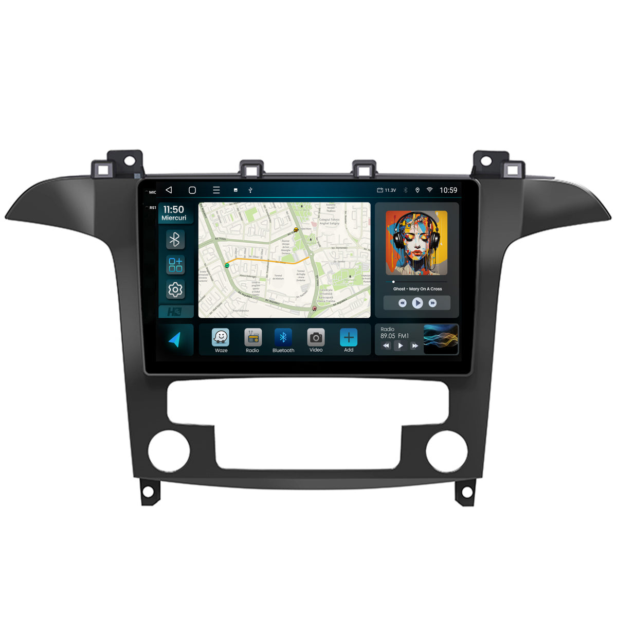 Navigatie 2K HUB64 Ford S-Max / Galaxy (2006-2015), 4GB RAM, Android, Octacore, Slot Sim 4G, DSP, GPS, Wi-FI, Carplay, Android Auto, USB, Bluetooth, Waze, Touchscreen, 9.5 Inch