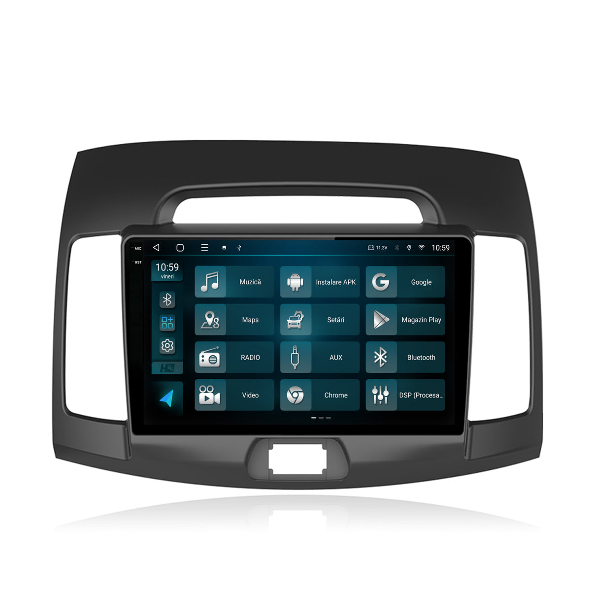Navigatie 2K HUB64 Hyundai Elantra (2006-2011), 8GB RAM, Android, Octacore, Slot Sim 4G, DSP, GPS, Wi-FI, Carplay, Android Auto, USB, Bluetooth, Waze, Touchscreen, 9.5 Inch