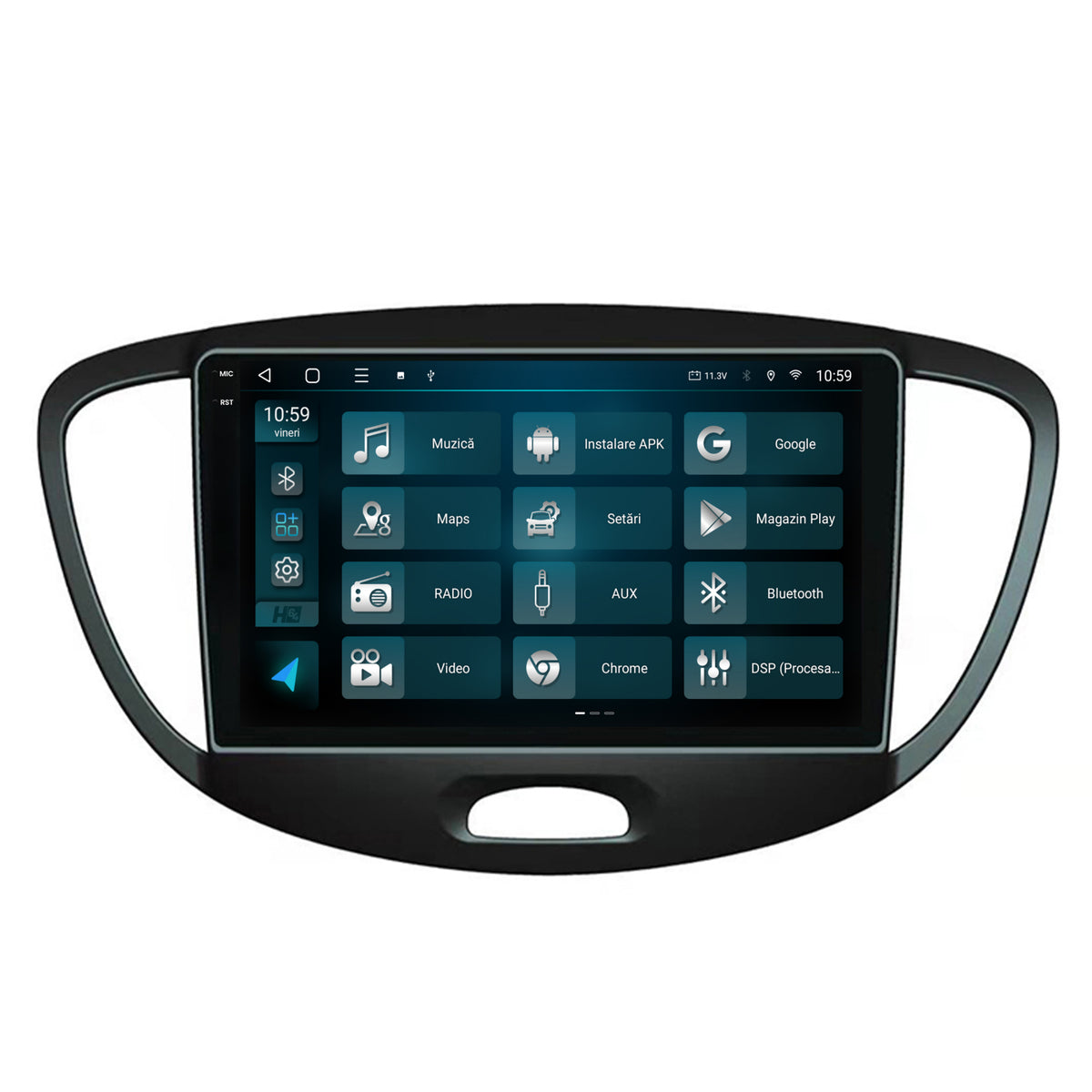 Navigatie 2K HUB64 Hyundai I10 (2007-2013), 8GB RAM, Android, Octacore, Slot Sim 4G, DSP, GPS, Wi-FI, Carplay, Android Auto, USB, Bluetooth, Waze, Touchscreen, 9.5 Inch