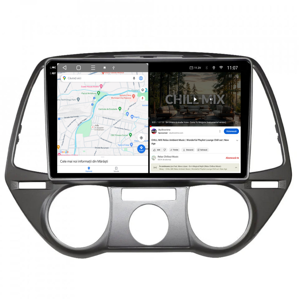 Navigatie 2K HUB64 Hyundai I20 (2008-2012), 8GB RAM, Android, Octacore, Slot Sim 4G, DSP, GPS, Wi-FI, Carplay, Android Auto, USB, Bluetooth, Waze, Touchscreen, 9.5 Inch