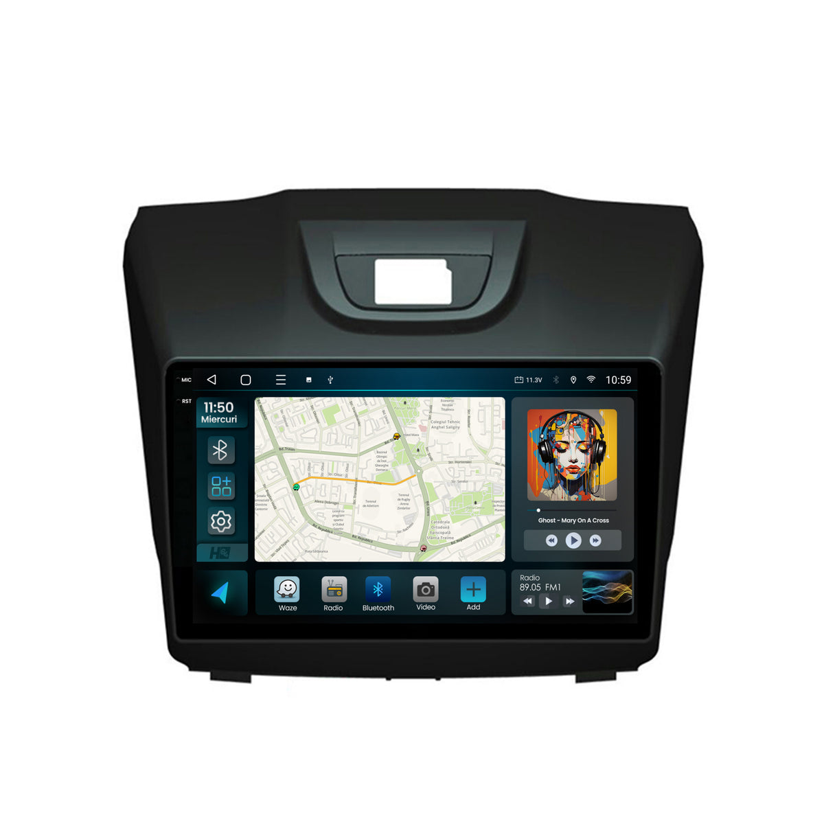 Navigatie 2K HUB64 Isuzu D-MAX (2015+), 8GB RAM, Android, Octacore, Slot Sim 4G, DSP, GPS, Wi-FI, Carplay, Android Auto, USB, Bluetooth, Waze, Touchscreen, 9.5 Inch