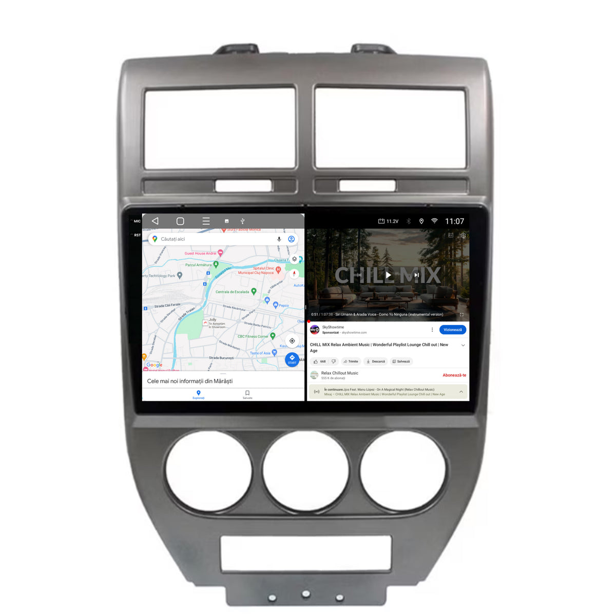 Navigatie 2K HUB64 Jeep Compass/Patriot (2006-2010), 4GB RAM, Android, Octacore, Slot Sim 4G, DSP, GPS, Wi-FI, Carplay, Android Auto, USB, Bluetooth, Waze, Touchscreen, 9.5 Inch