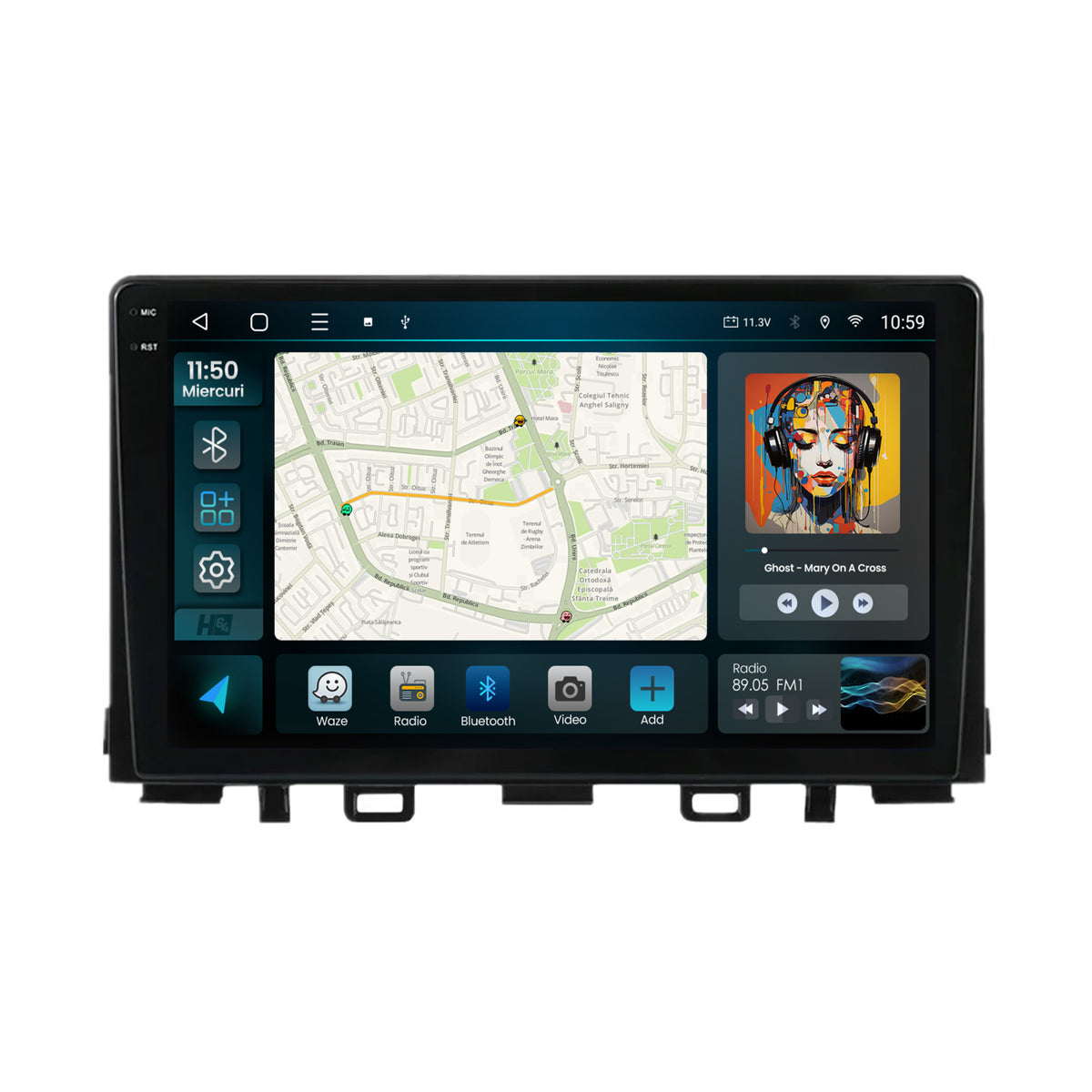 Navigatie 2K HUB64 Kia Rio (2017-2024), 4GB RAM, Android, Octacore, Slot Sim 4G, DSP, GPS, Wi-FI, Carplay, Android Auto, USB, Bluetooth, Waze, Touchscreen, 9.5 Inch