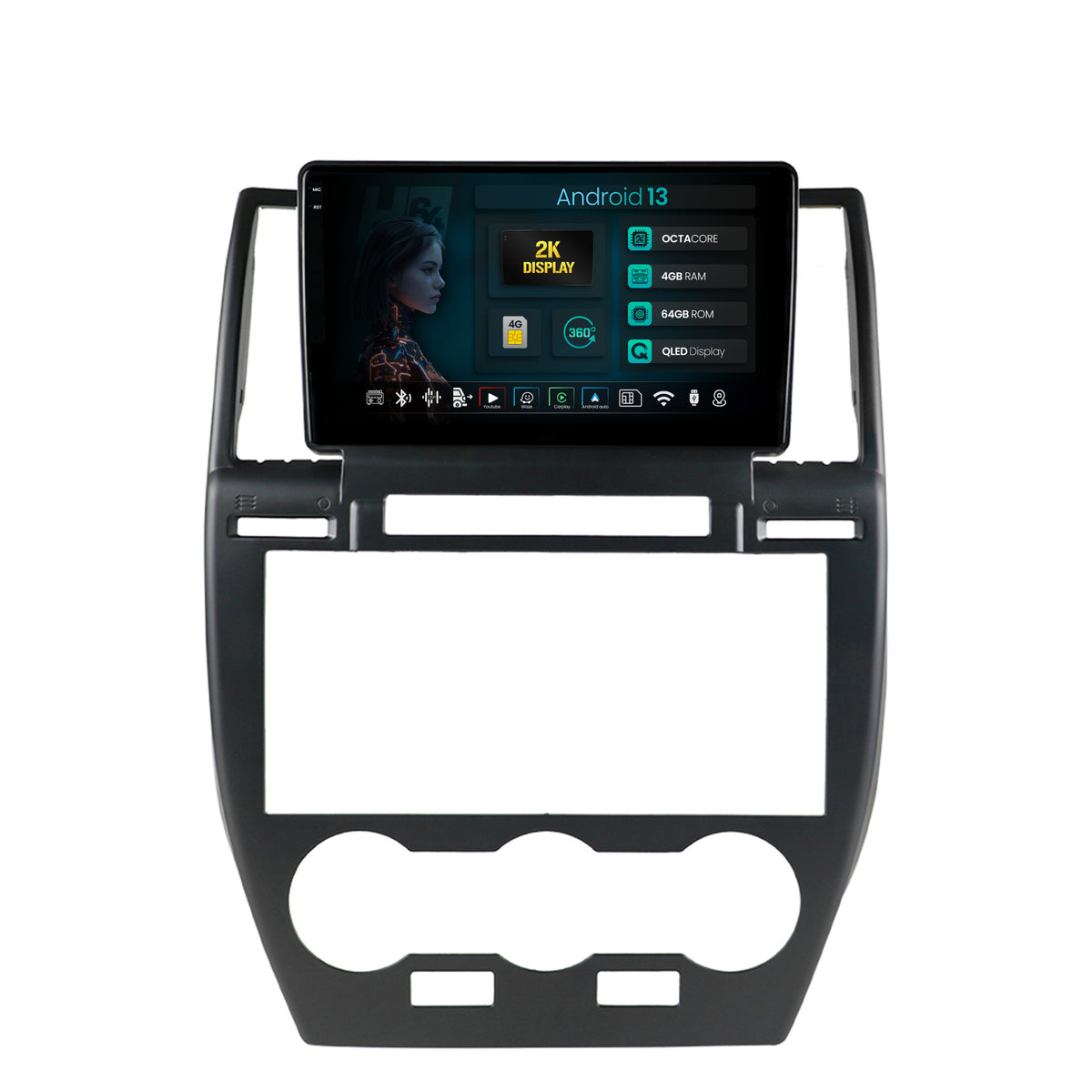 Navigatie 2K HUB64 Land Rover Freelander 2 (2006-2012), 4GB RAM, Android, Octacore, Slot Sim 4G, DSP, GPS, Wi-FI, Carplay, Android Auto, USB, Bluetooth, Waze, Touchscreen, 9.5 Inch