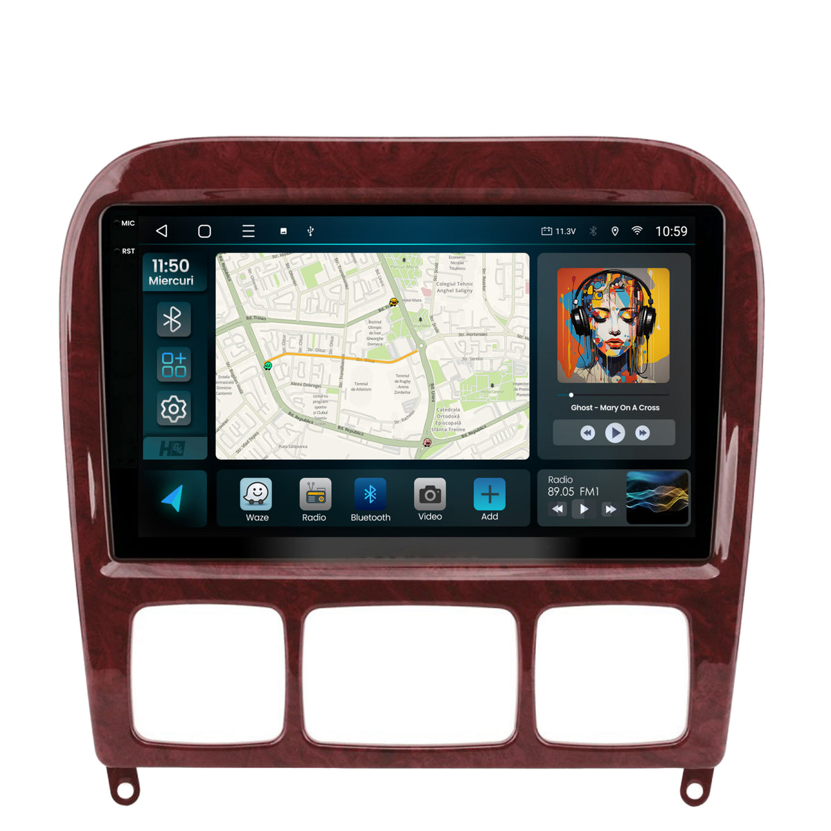 Navigatie 2K HUB64 Mercedes Benz S-Class (1998-2005), 4GB RAM, Android, Octacore, Slot Sim 4G, DSP, GPS, Wi-FI, Carplay, Android Auto, USB, Bluetooth, Waze, Touchscreen, 9.5 Inch