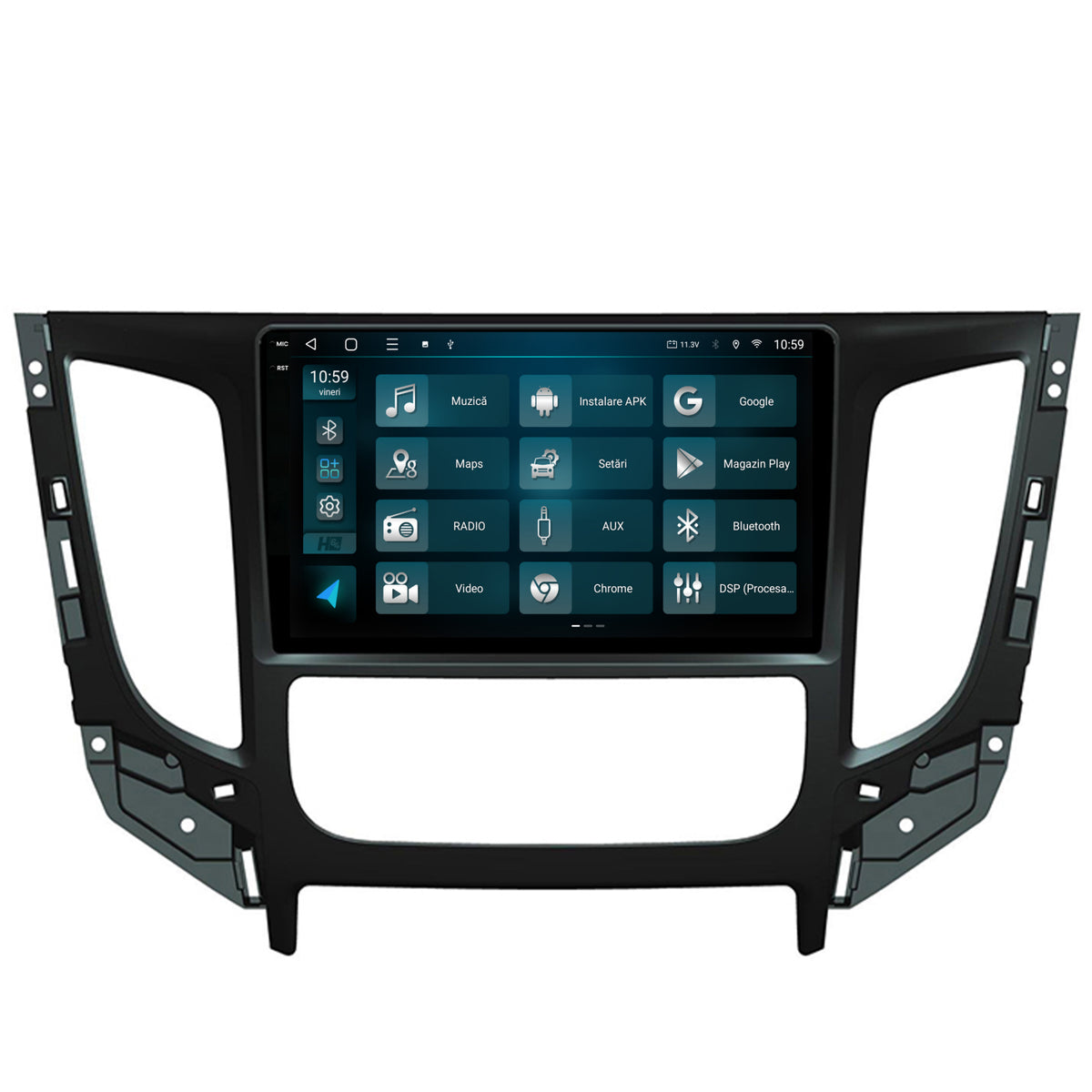 Navigatie 2K HUB64 Mitsubishi L200 (2014-2020), 8GB RAM, Android, Octacore, Slot Sim 4G, DSP, GPS, Wi-FI, Carplay, Android Auto, USB, Bluetooth, Waze, Touchscreen, 9.5 Inch