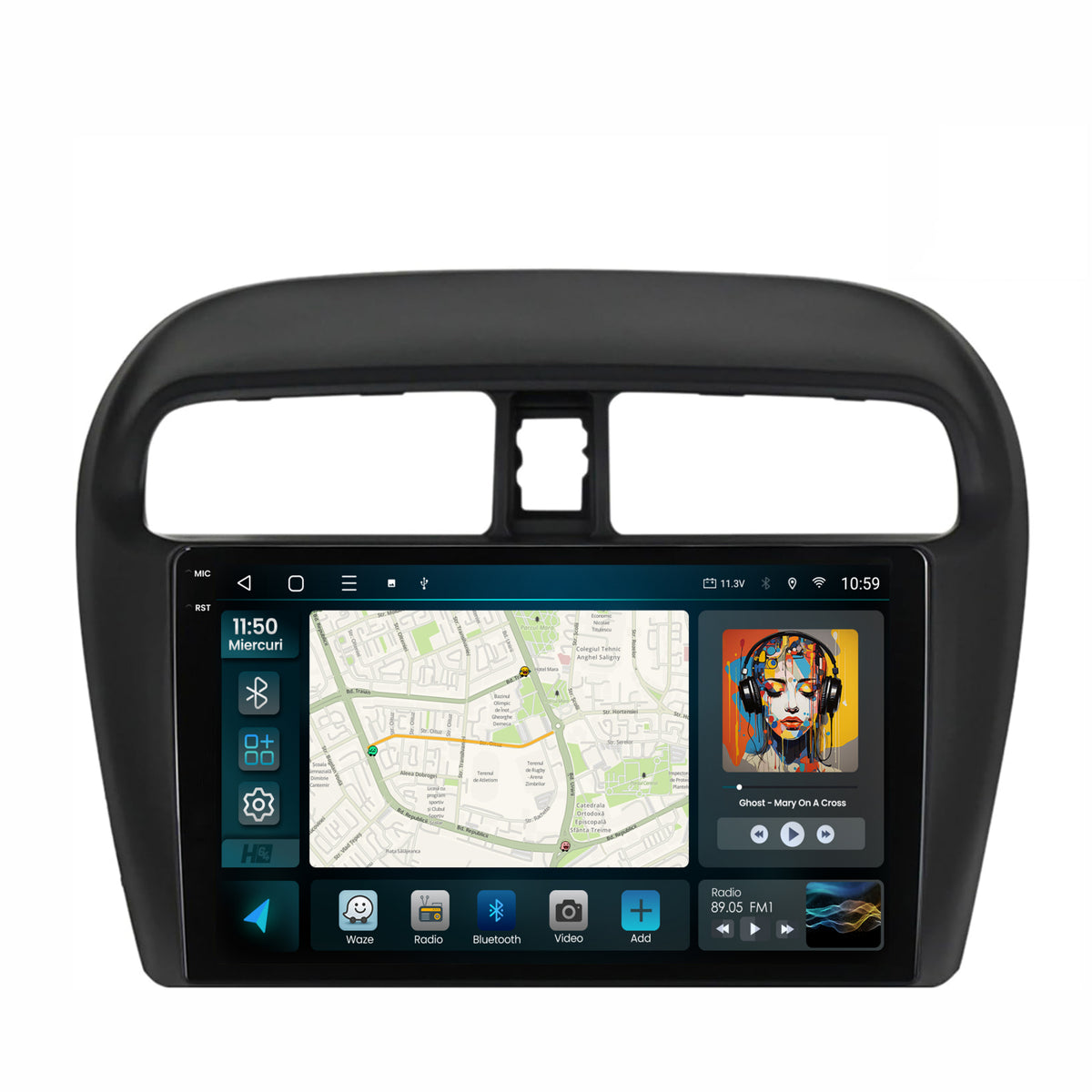 Navigatie 2K HUB64 Mitsubishi Space Star / Mirage / Attrage, 4GB RAM, Android, Octacore, Slot Sim 4G, DSP, GPS, Wi-FI, Carplay, Android Auto, USB, Bluetooth, Waze, Touchscreen, 9.5 Inch