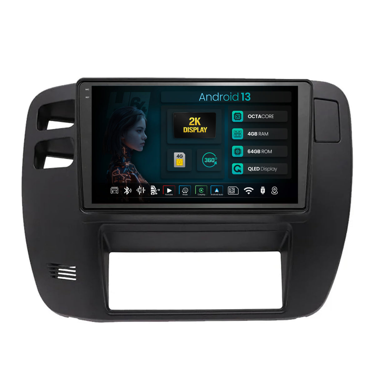 Navigatie 2K HUB64 Nissan Patrol (2000-2005),4GB RAM, Android, Octacore, Slot Sim 4G, DSP, GPS, Wi-FI, Carplay, Android Auto, USB, Bluetooth, Waze, Touchscreen, 9.5 Inch