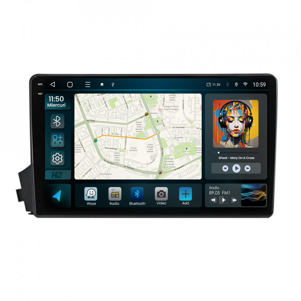 Navigatie 2K HUB64 Ssangyong Actyon-Kyron (2005-2011),4GB RAM, Android, Octacore, Slot Sim 4G, DSP, GPS, Wi-FI, Carplay, Android Auto, USB, Bluetooth, Waze, Touchscreen, 9.5 Inch