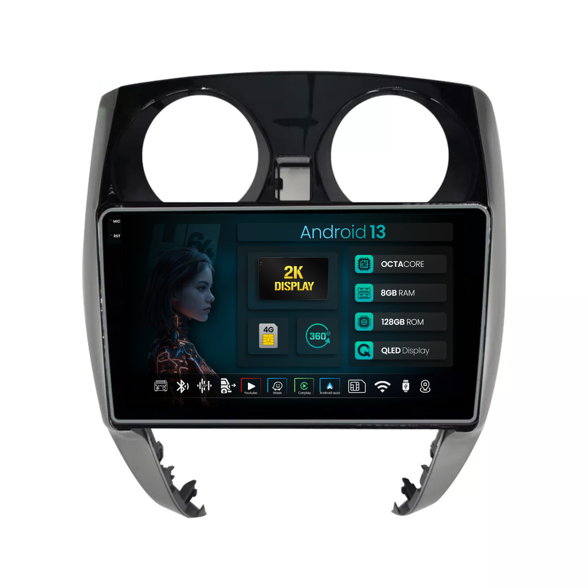 Navigatie 2K HUB64 Nissan Note (2012-2019), 8GB RAM, Android, Octacore, Slot Sim 4G, DSP, GPS, Wi-FI, Carplay, Android Auto, USB, Bluetooth, Waze, Touchscreen, 9.5'' Inch