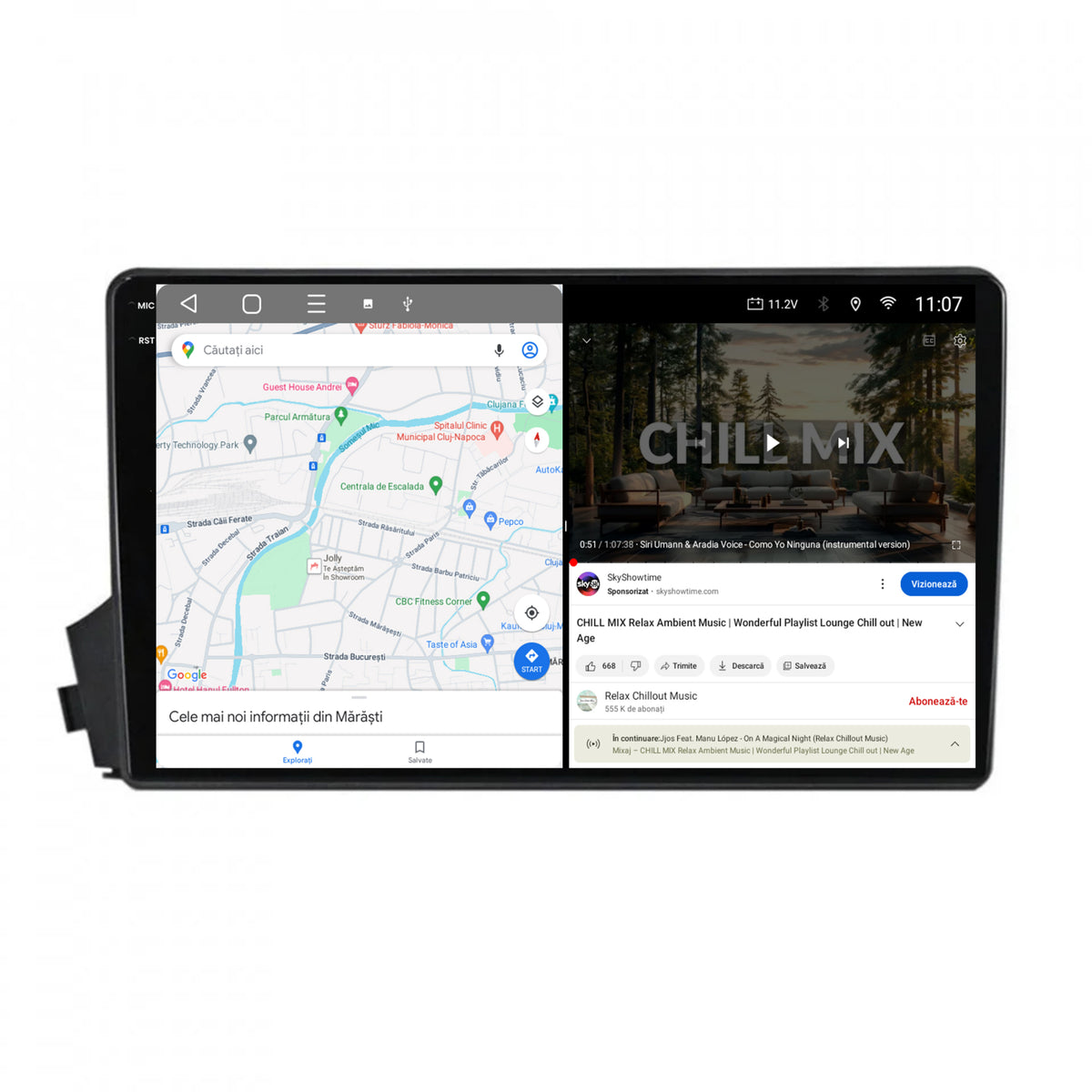 Navigatie 2K HUB64 Ssangyong Actyon-Kyron (2005-2011), 8GB RAM, Android, Octacore, Slot Sim 4G, DSP, GPS, Wi-FI, Carplay, Android Auto, USB, Bluetooth, Waze, Touchscreen, 9.5 Inch