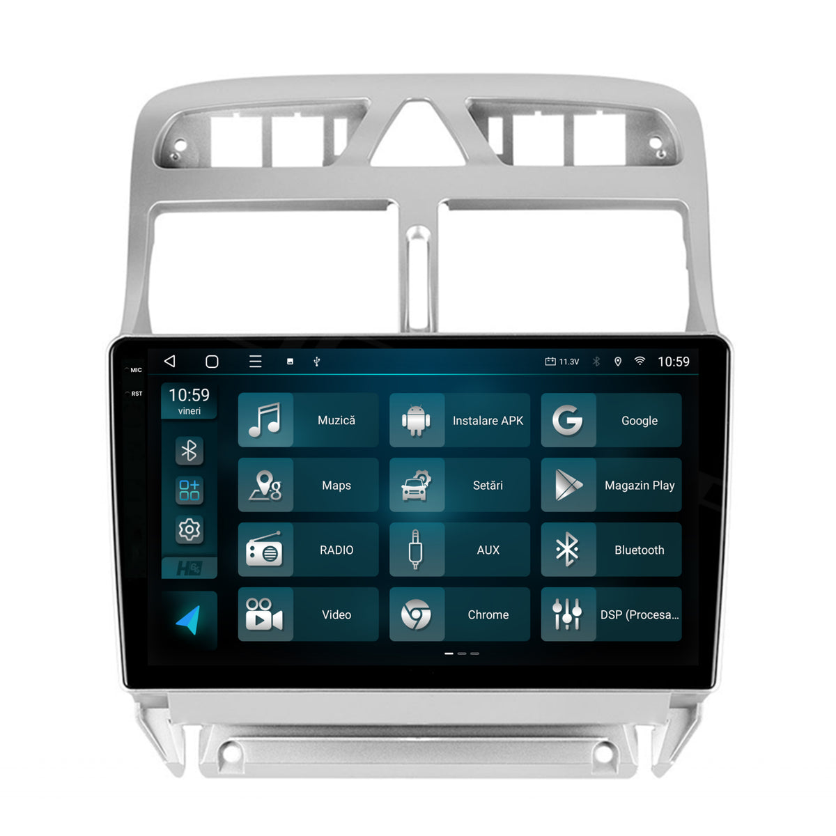Navigatie 2K HUB64 Peugeot 307, 4GB RAM, Android, Octacore, Slot Sim 4G, DSP, GPS, Wi-FI, Carplay, Android Auto, USB, Bluetooth, Waze, Touchscreen, 9.5 Inch