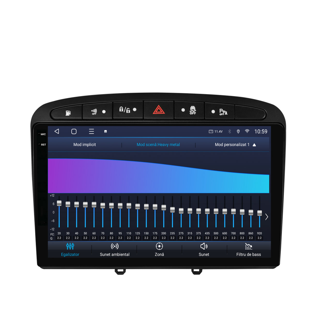 Navigatie 2K HUB64 Peugeot 308/408 (2008-2013), 8GB RAM, Android, Octacore, Slot Sim 4G, DSP, GPS, Wi-FI, Carplay, Android Auto, USB, Bluetooth, Waze, Touchscreen, 9.5 Inch