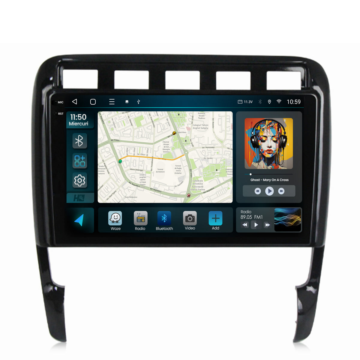 Navigatie 2K HUB64 Porsche Cayenne (2002-2010), 8GB RAM, Android, Octacore, Slot Sim 4G, DSP, GPS, Wi-FI, Carplay, Android Auto, USB, Bluetooth, Waze, Touchscreen, 9.5 Inch