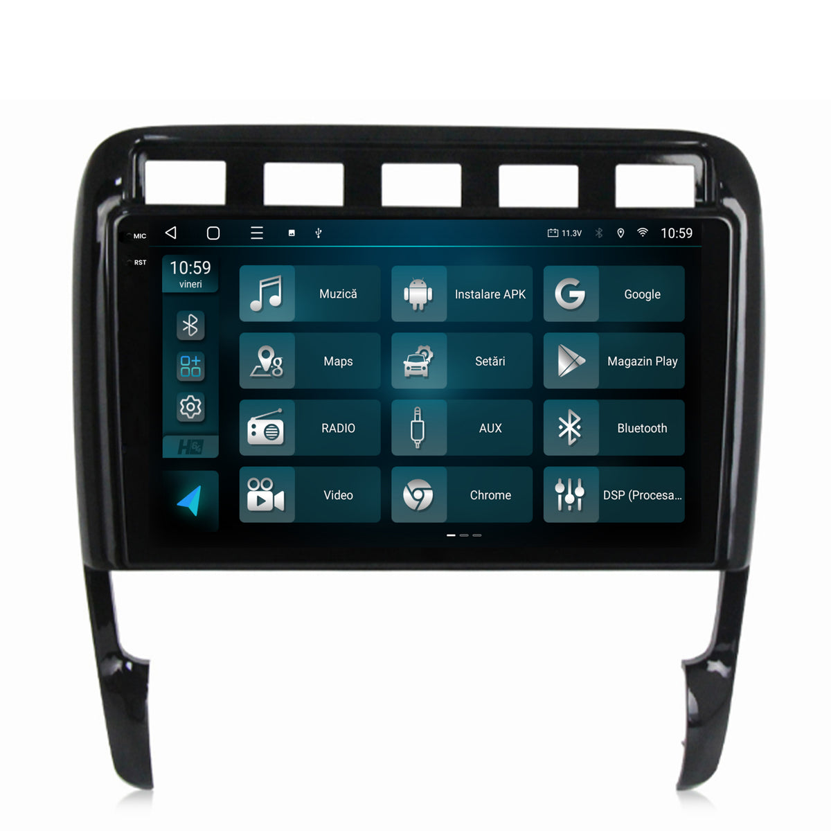 Navigatie 2K HUB64 Porsche Cayenne (2002-2010), 8GB RAM, Android, Octacore, Slot Sim 4G, DSP, GPS, Wi-FI, Carplay, Android Auto, USB, Bluetooth, Waze, Touchscreen, 9.5 Inch