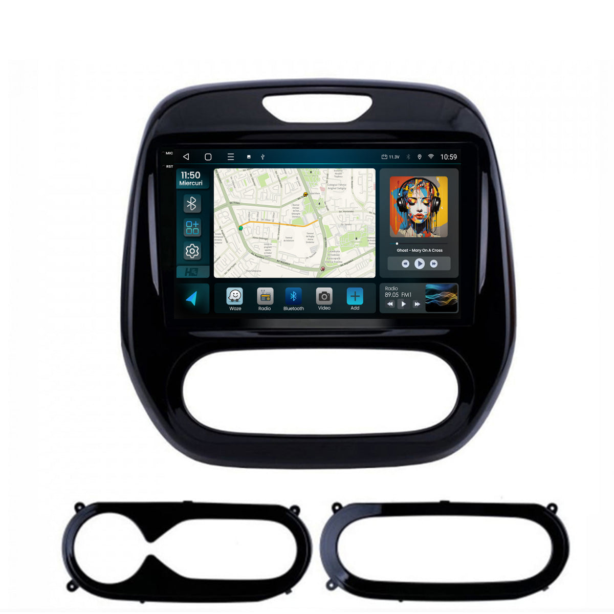 Navigatie 2K HUB64 Renault Captur (2013-2019), 8GB RAM, Android, Octacore, Slot Sim 4G, DSP, GPS, Wi-FI, Carplay, Android Auto, USB, Bluetooth, Waze, Touchscreen, 9.5 Inch