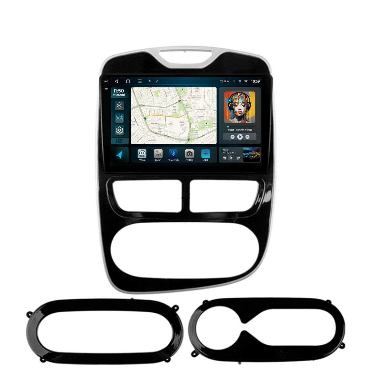 Navigatie 2K HUB64 Renault Clio IV (2012-2016), 4GB RAM, Android, Octacore, Slot Sim 4G, DSP, GPS, Wi-FI, Carplay, Android Auto, USB, Bluetooth, Waze, Touchscreen, 9.5 Inch