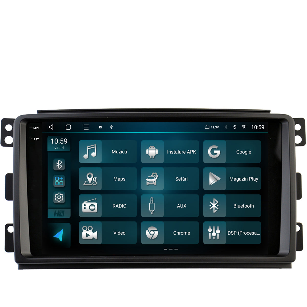 Navigatie 2K HUB64 Smart For Two (2007-2010), 8GB RAM, Android, Octacore, Slot Sim 4G, DSP, GPS, Wi-FI, Carplay, Android Auto, USB, Bluetooth, Waze, Touchscreen, 9.5 Inch