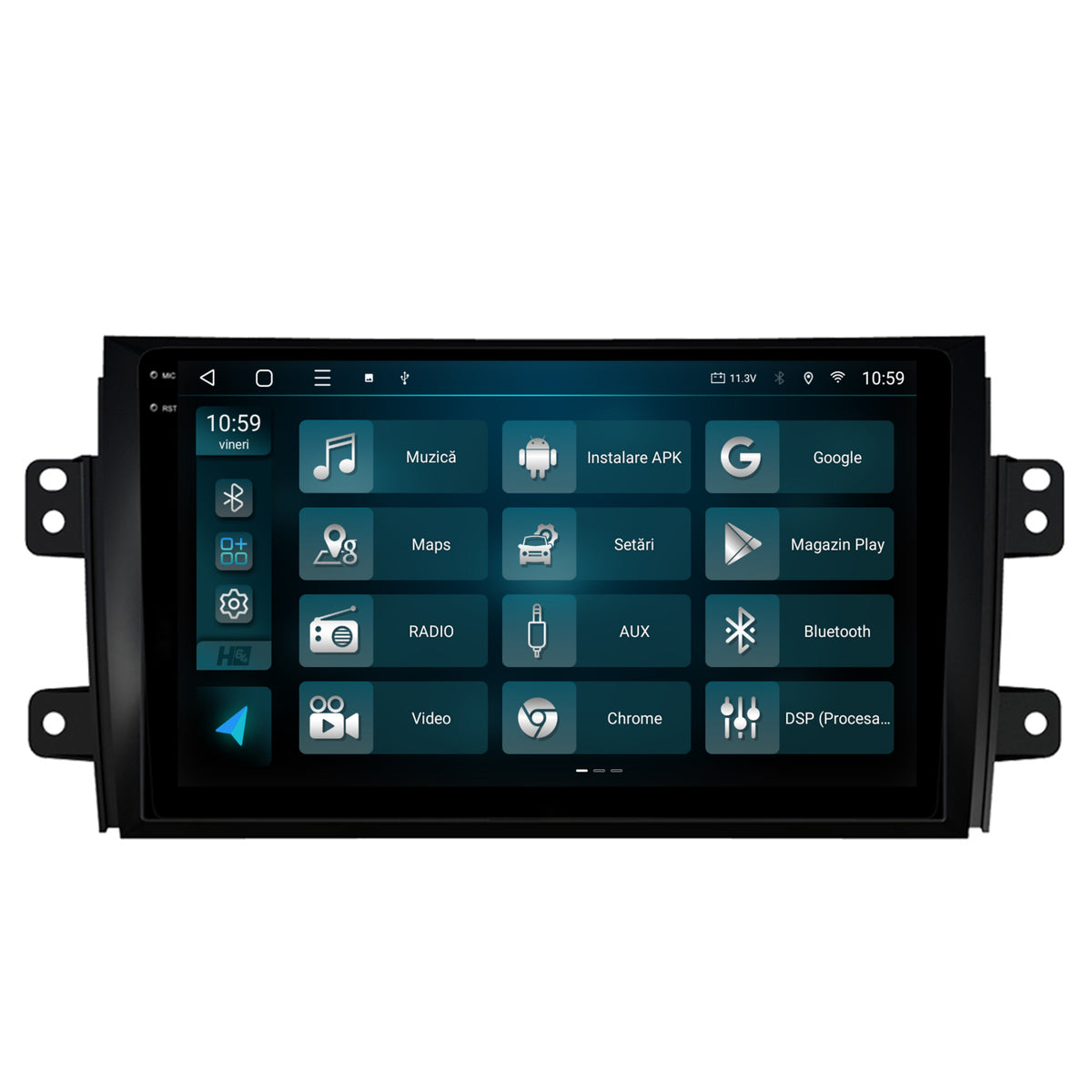 Navigatie 2K HUB64 Suzuki SX4 / Fiat Sedici, 4GB RAM, Android, Octacore, Slot Sim 4G, DSP, GPS, Wi-FI, Carplay, Android Auto, USB, Bluetooth, Waze, Touchscreen, 9.5 Inch