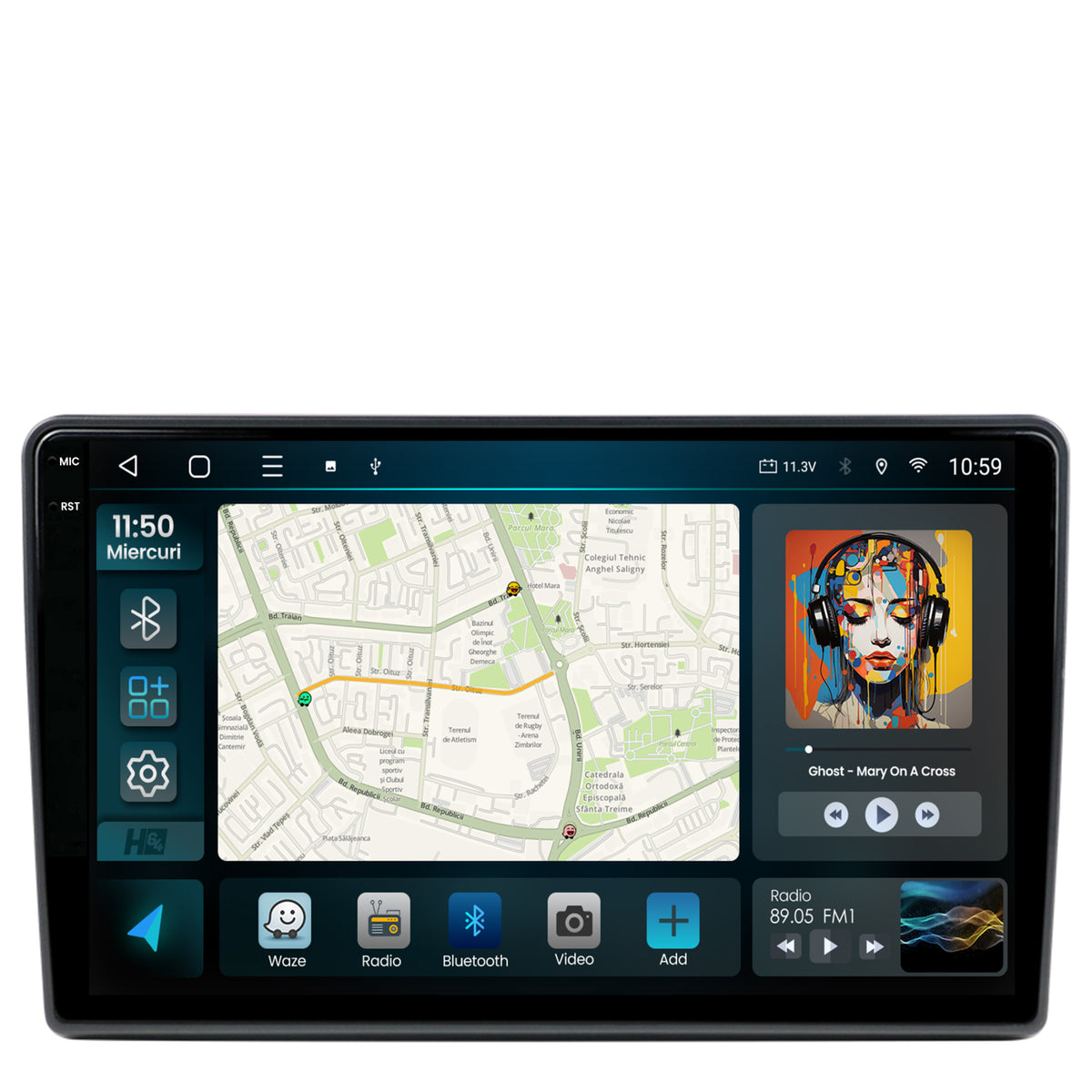 Navigatie 2K HUB64 Toyota Auris (2012-2014), 8GB RAM, Android, Octacore, Slot Sim 4G, DSP, GPS, Wi-FI, Carplay, Android Auto, USB, Bluetooth, Waze, Touchscreen, 10.36 Inch
