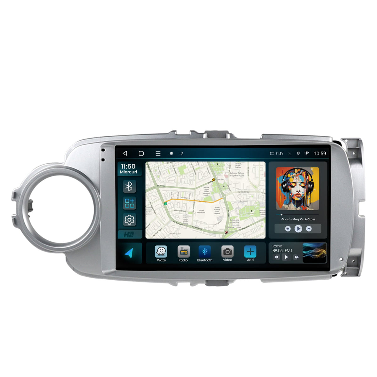 Navigatie 2K HUB64 Toyota Yaris (2010-2018), 4GB RAM, Android, Octacore, Slot Sim 4G, DSP, GPS, Wi-FI, Carplay, Android Auto, USB, Bluetooth, Waze, Touchscreen, 9.5 Inch
